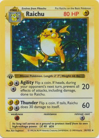 Raichu Holo St Edition Base Set St Edition Singles Pokemon